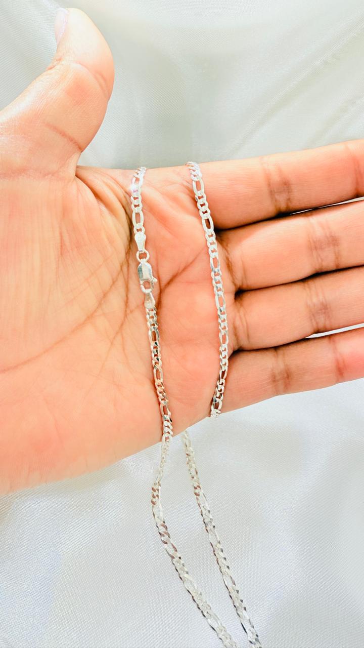 Cadena Caballero DISEÑO CARTIER 70cm 3x3 Plata fina ley 925