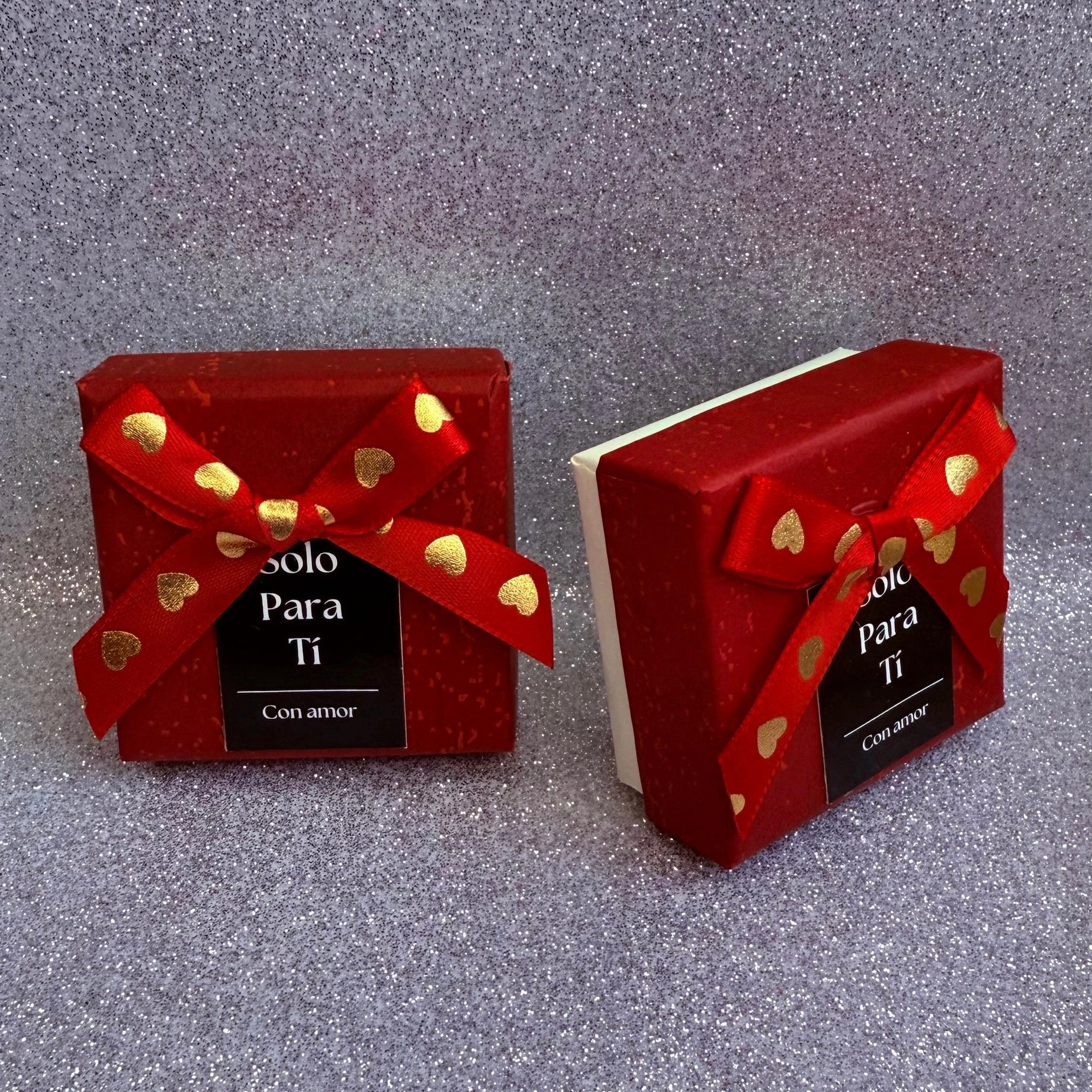Caja Regalo para Aros apegados color Roja & beige SOLO PARA TI ,con amor para Aros apegados