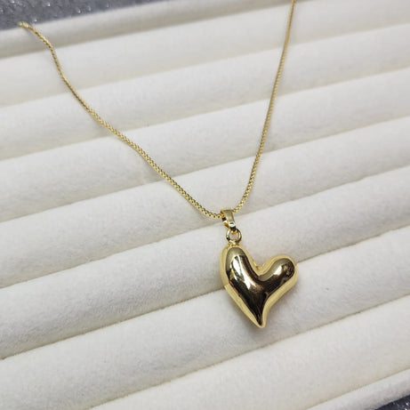 Collar diseño Corazon inflado Baño de oro 18 kilates