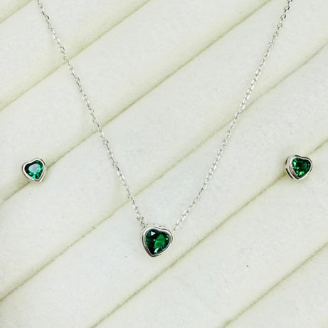 Conjunto Corazón Verde esmeralda
