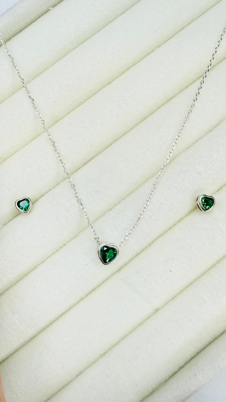 Conjunto Corazón Verde esmeralda