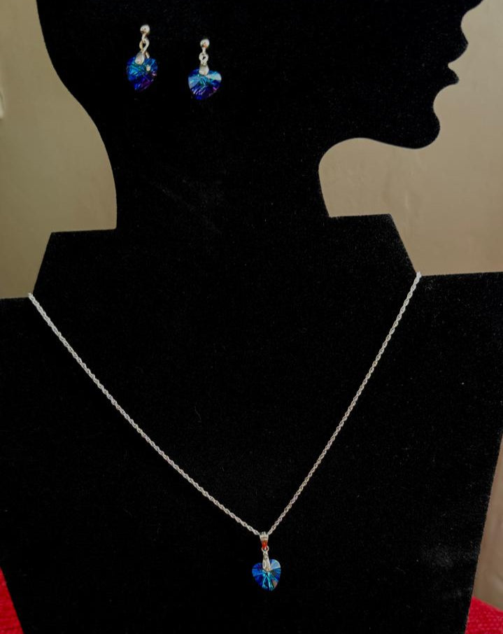 Conjunto Dama Diseño Corazón azul