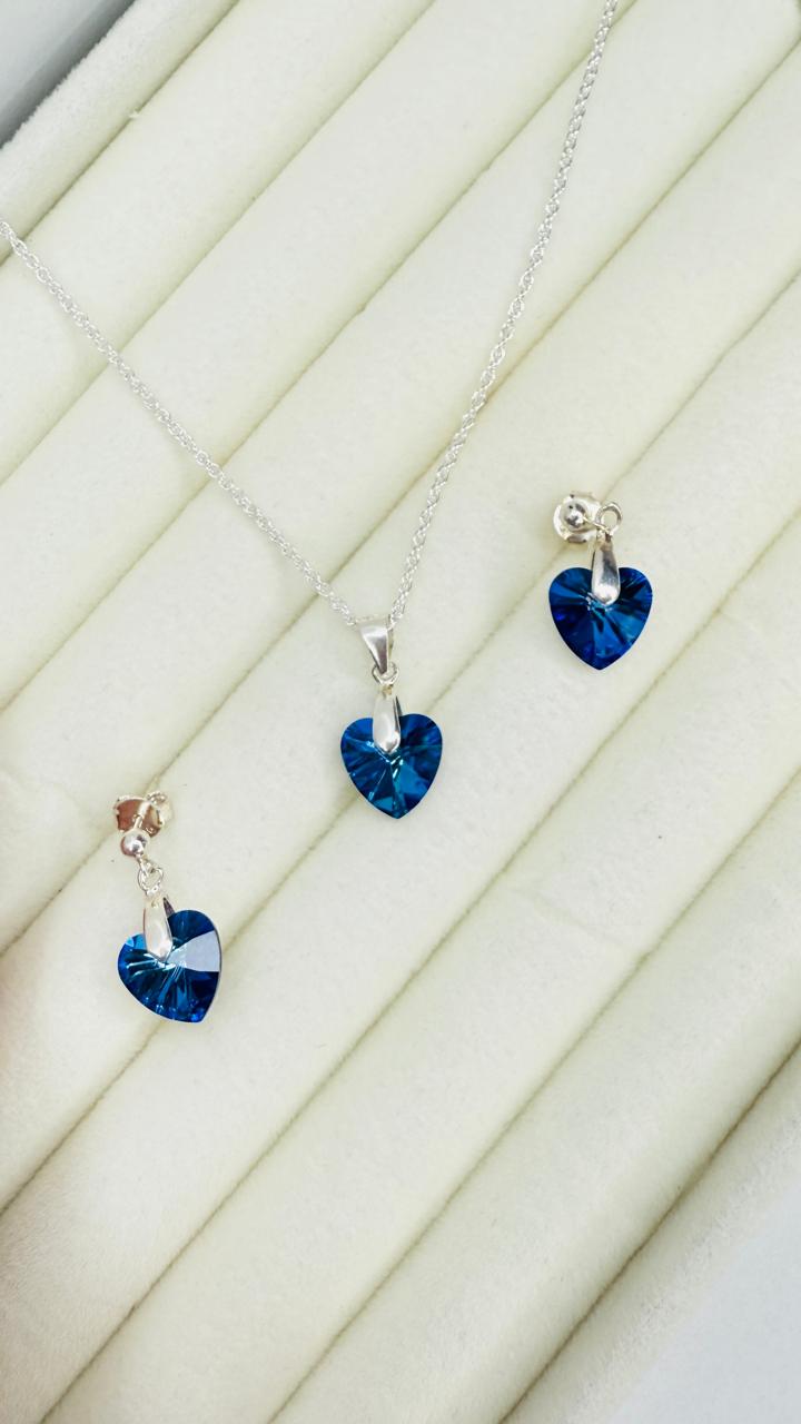 Conjunto Dama Diseño Corazón azul