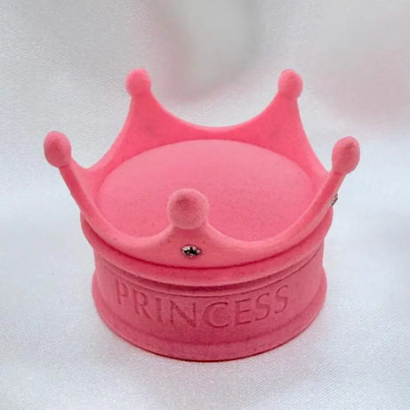 Caja diseño Corona Rosada con Brillos Anillos/Aros