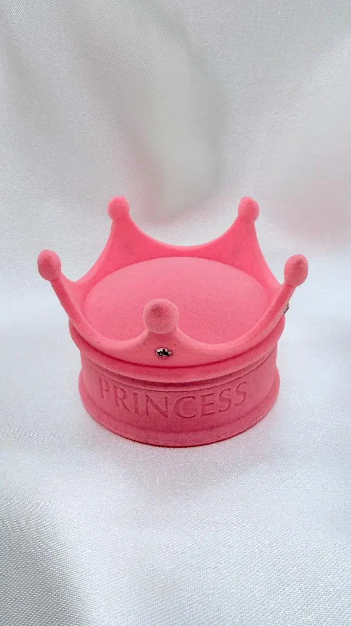 Caja diseño Corona Rosada con Brillos Anillos/Aros
