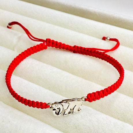 Pulsera Hilo Macramé Rojo Protección ELEFANTE