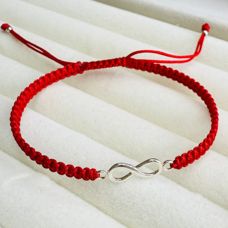Pulsera Hilo Macramé Rojo Protección  INFINITO
