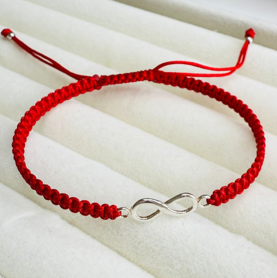 Pulsera Hilo Macramé Rojo Protección  INFINITO
