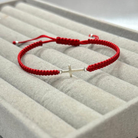 Pulseras Hilo Macramé Rojo Protección CRUZ