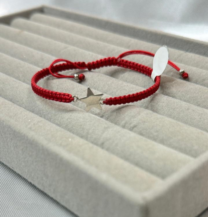 Pulseras Hilo Macramé Rojo Protección ESTRELLA