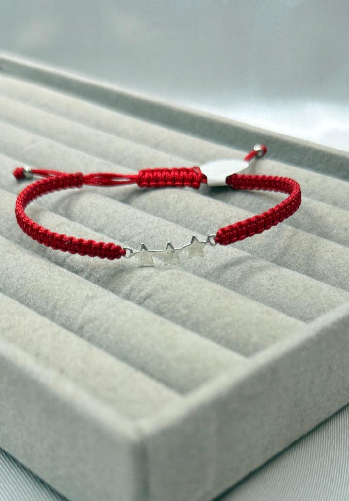 Pulseras Hilo Macramé Rojo Protección 3 ESTRELLAS