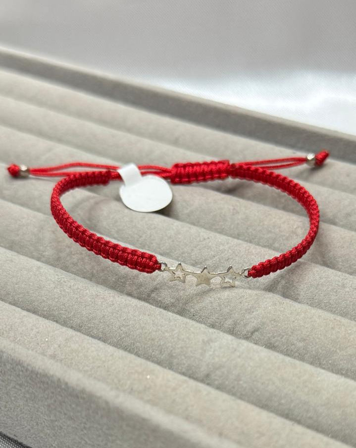 Pulseras Hilo Macramé Rojo Protección 3 ESTRELLAS