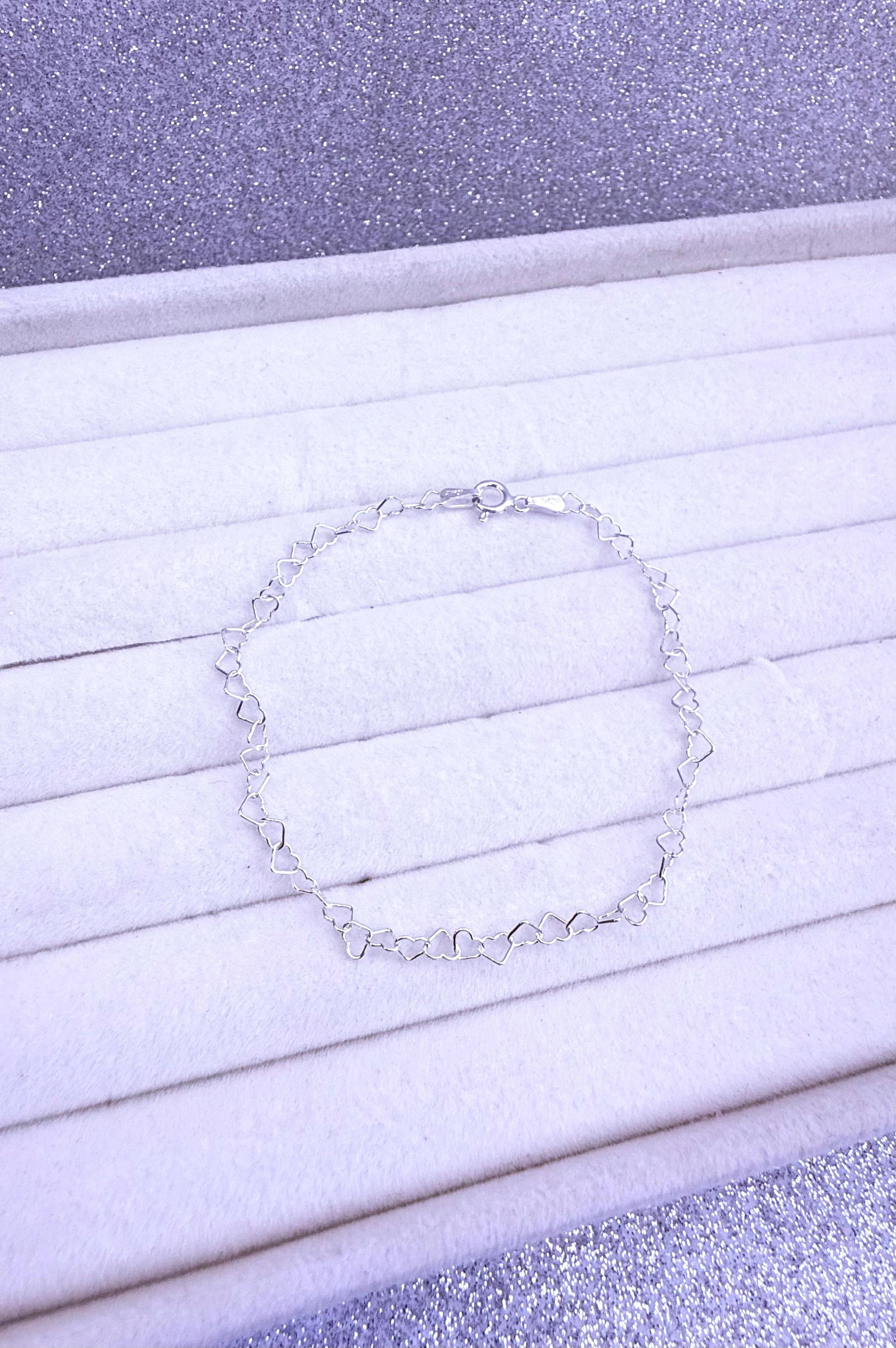 Pulsera Dama Diseño Corazones Plata fina ley 925