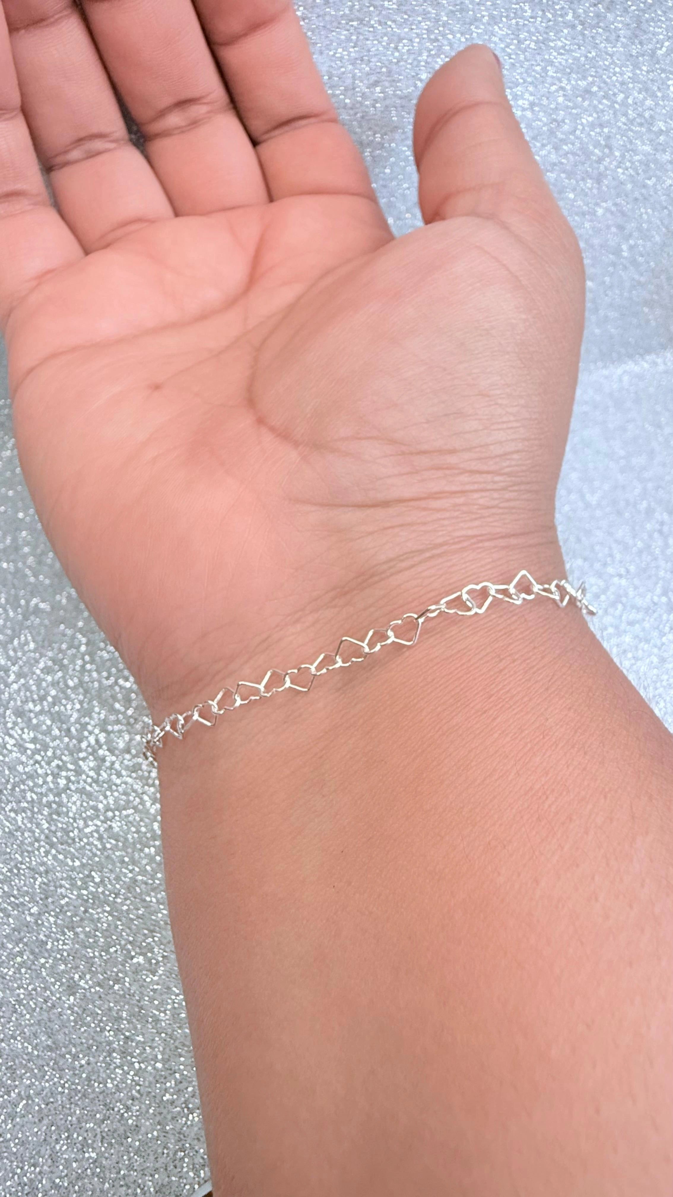 Pulsera Dama Diseño Corazones Plata fina ley 925