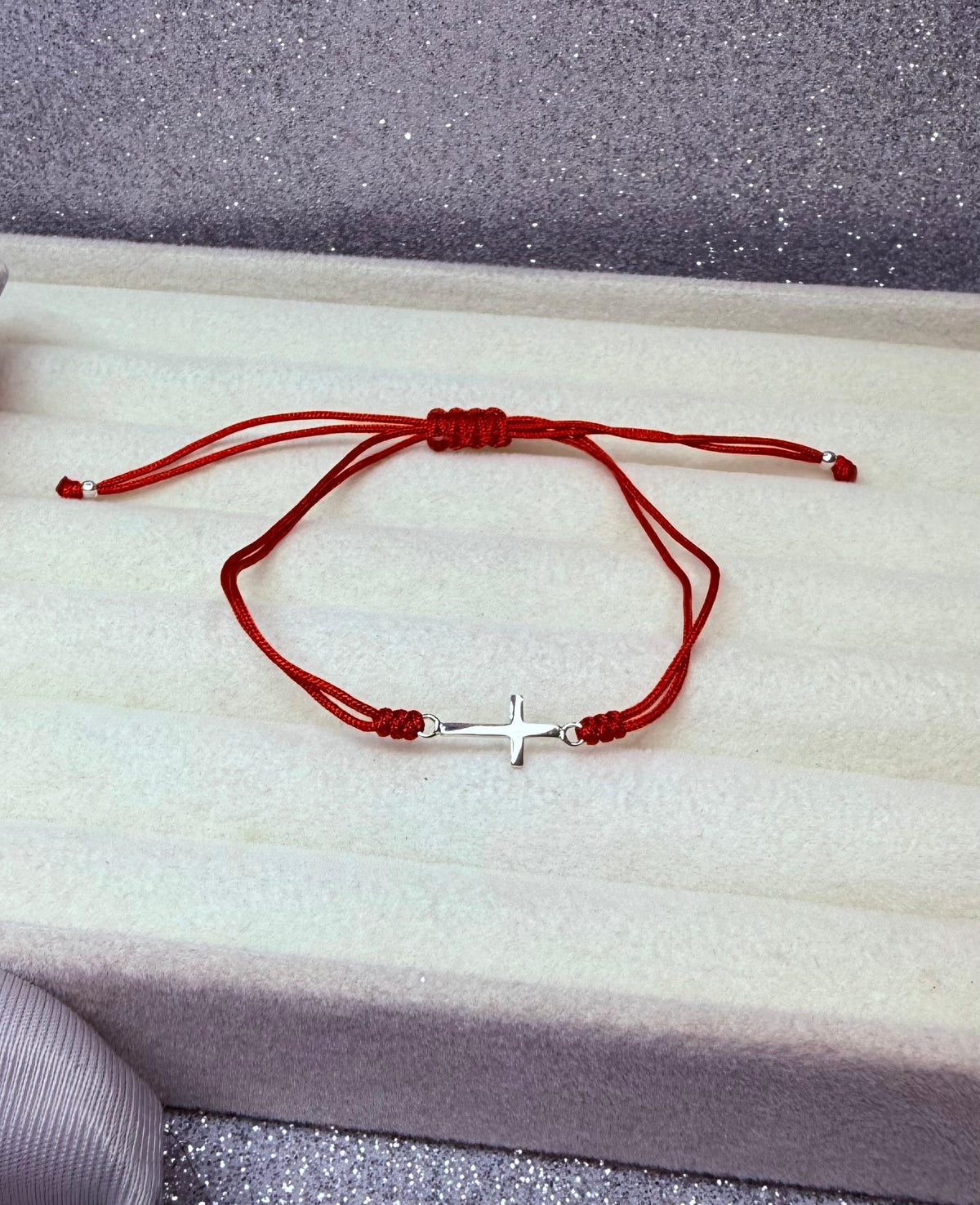 Pulsera Hilo Rojo Protección Dije Cruz Plata 925