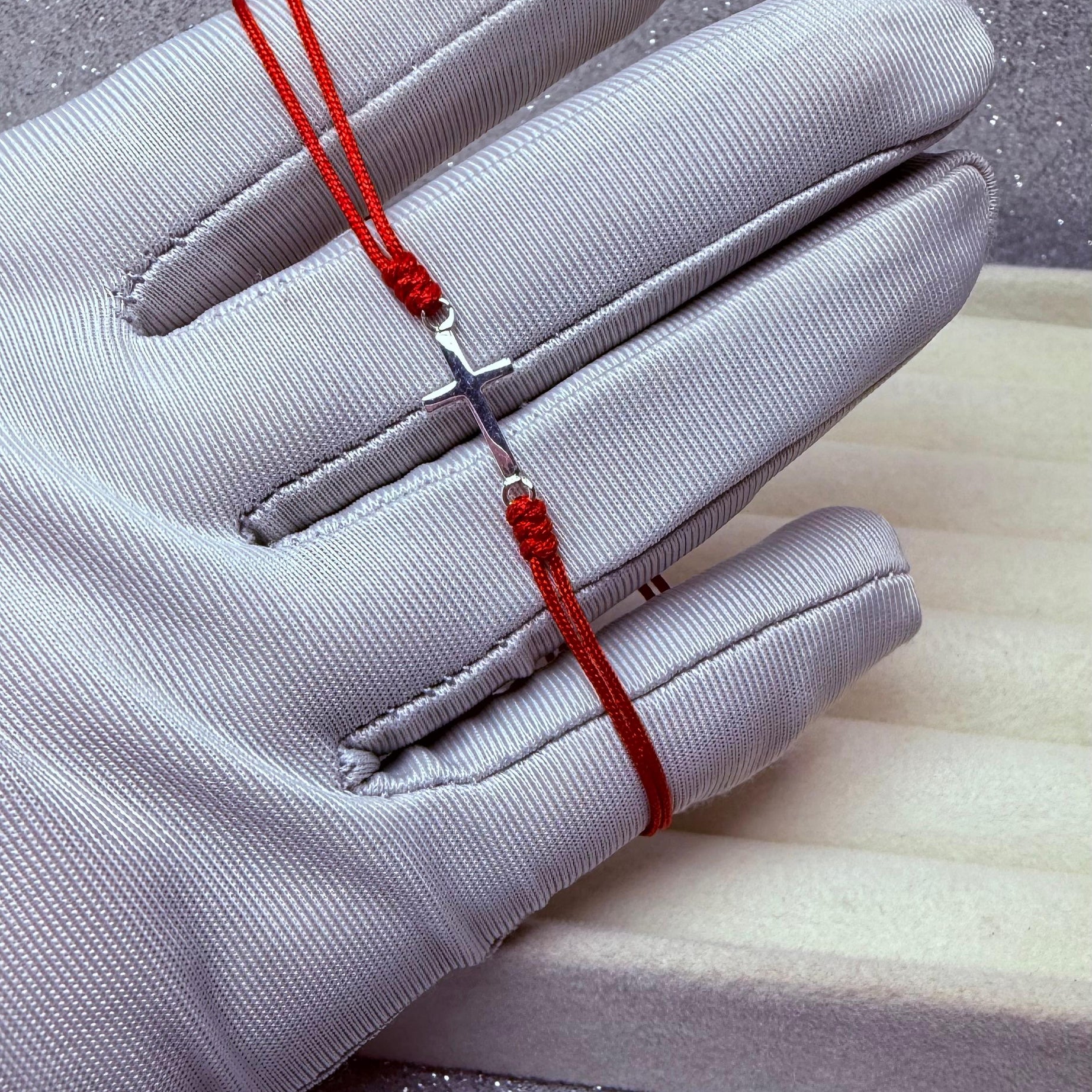 Pulsera Hilo Rojo Protección Dije Cruz Plata 925