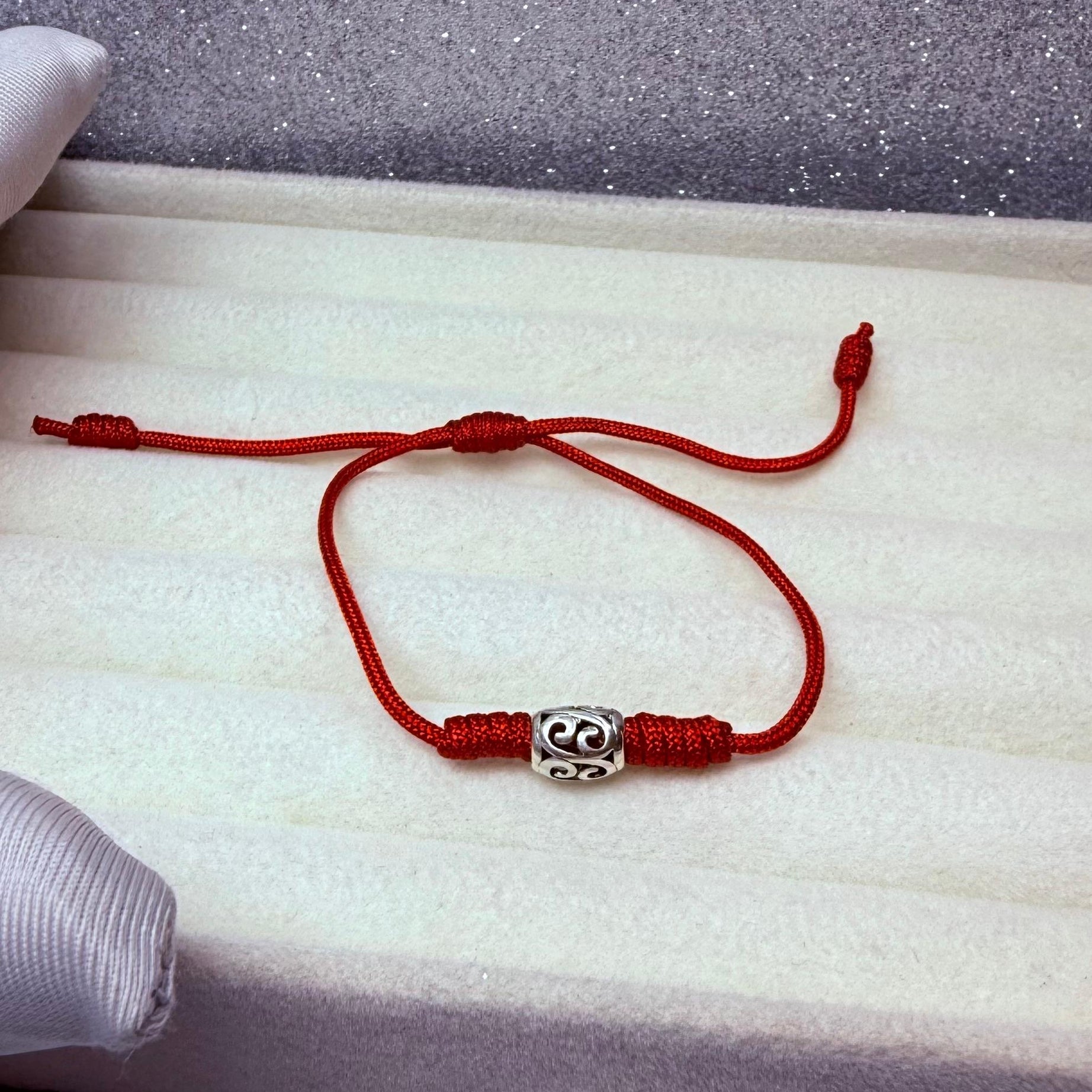 Pulsera Hilo Rojo Protección Dije Espiral Plata 925