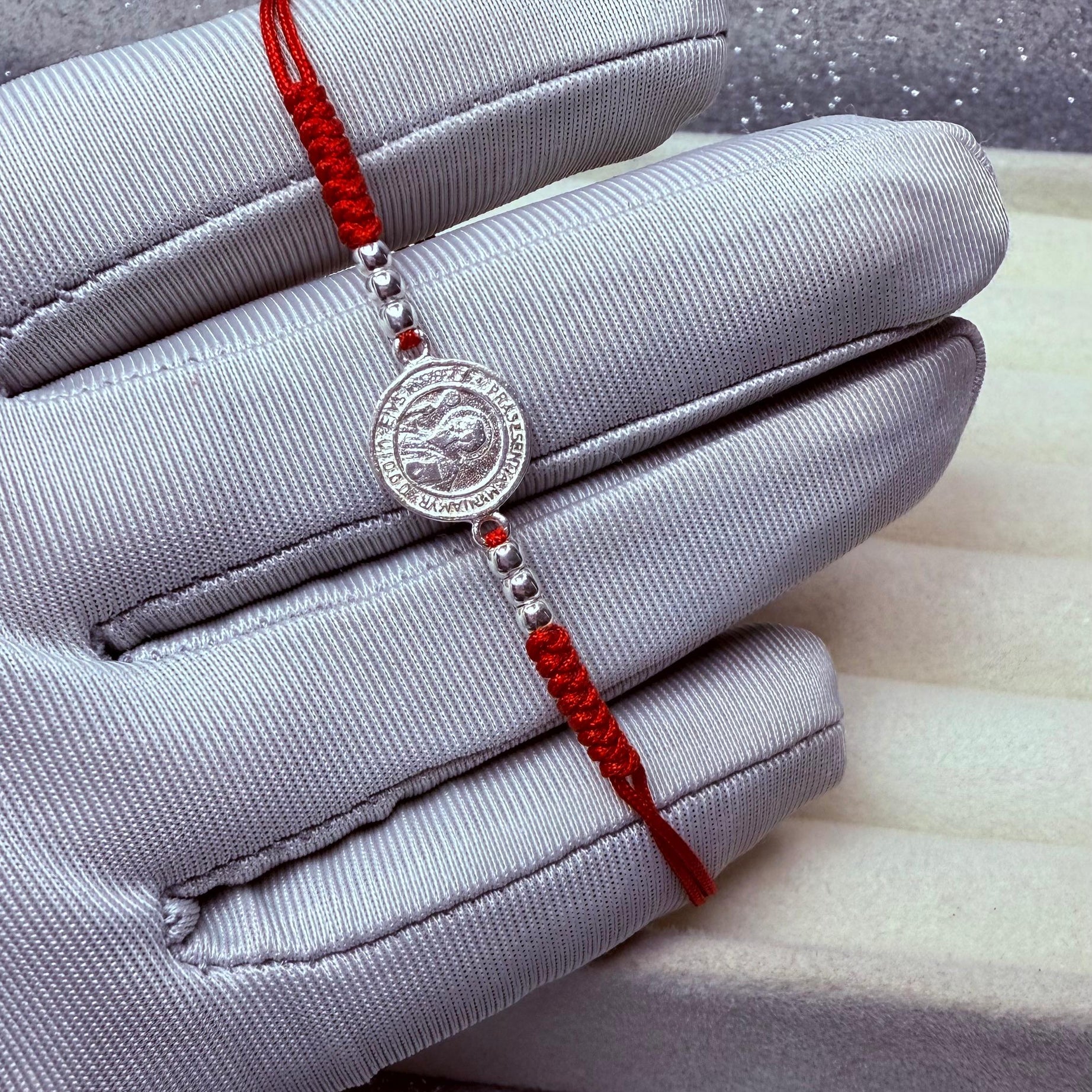 Pulsera Hilo Rojo Protección Dije San Benito Plata 925