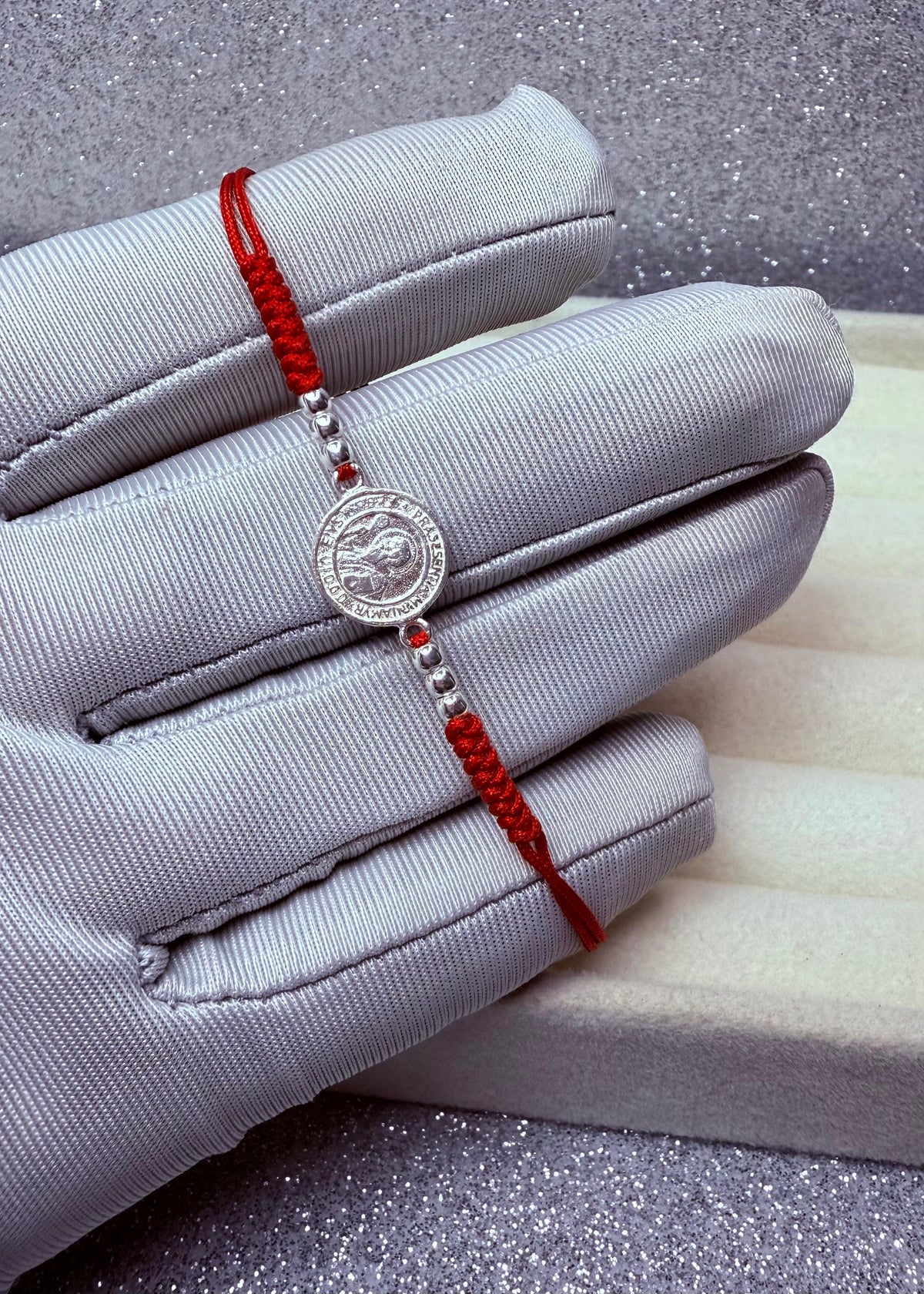 Pulsera Hilo Rojo Protección Dije San Benito Plata 925