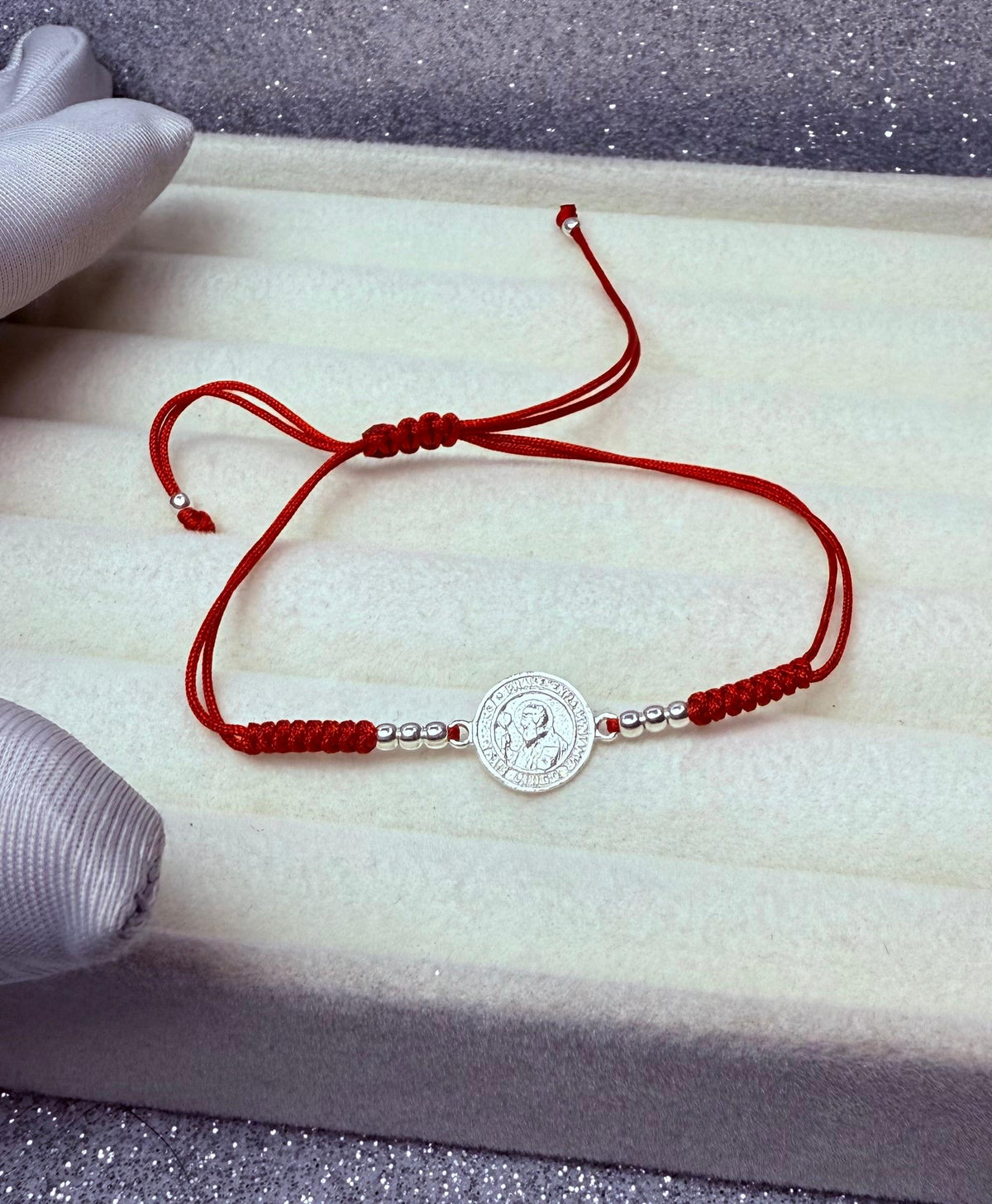 Pulsera Hilo Rojo Protección Dije San Benito Plata 925