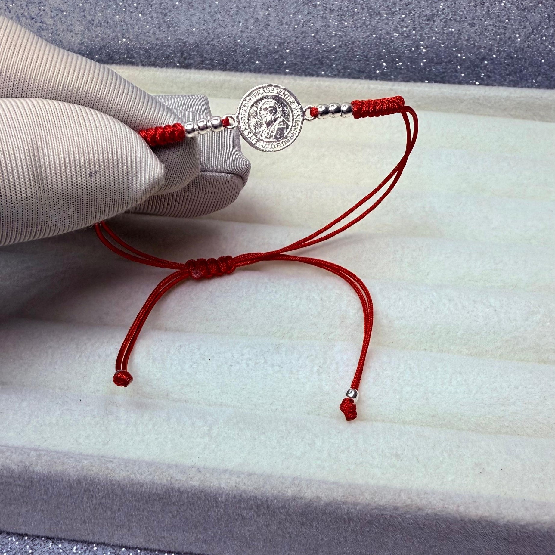 Pulsera Hilo Rojo Protección Dije San Benito Plata 925