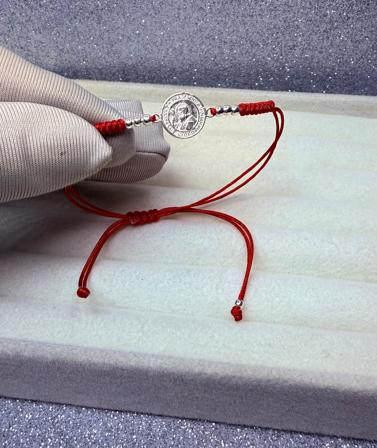 Pulsera Hilo Rojo Protección Dije San Benito Plata 925