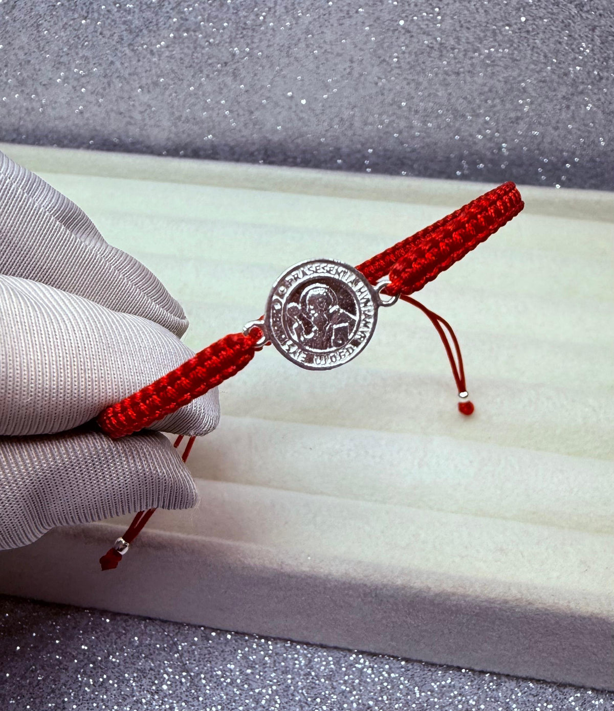 Pulsera Macramé Hilo Rojo Protección Dije San Benito Plata 925
