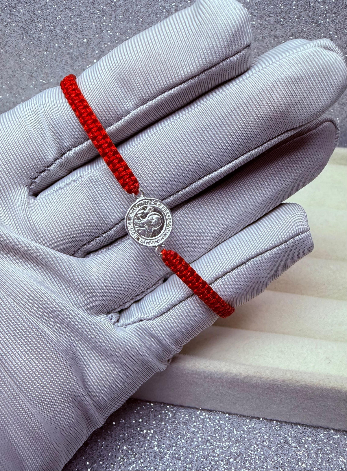 Pulsera Macramé Hilo Rojo Protección Dije San Benito Plata 925