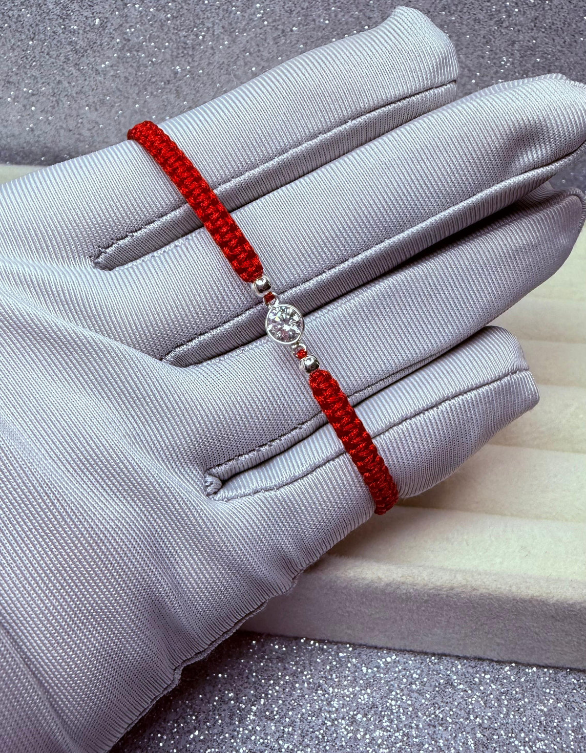 Pulsera Macramé Hilo Rojo Protección Dije Cristal Plata 925