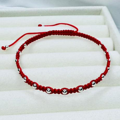 Pulseras Hilo Macramé Rojo Protección Pelotitas