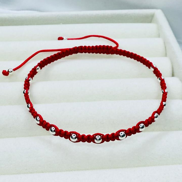 Pulseras Hilo Macramé Rojo Protección Pelotitas