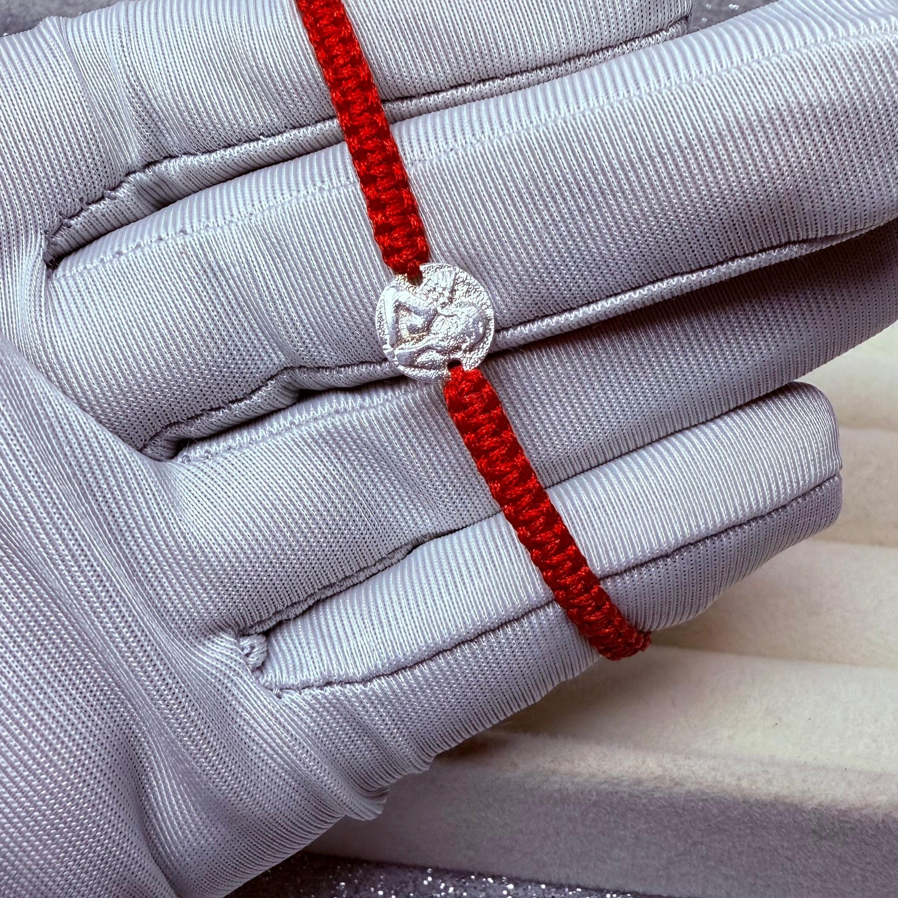 Pulsera  macramé Hilo Rojo Protección Dije de Ángel de la guarda Plata 925