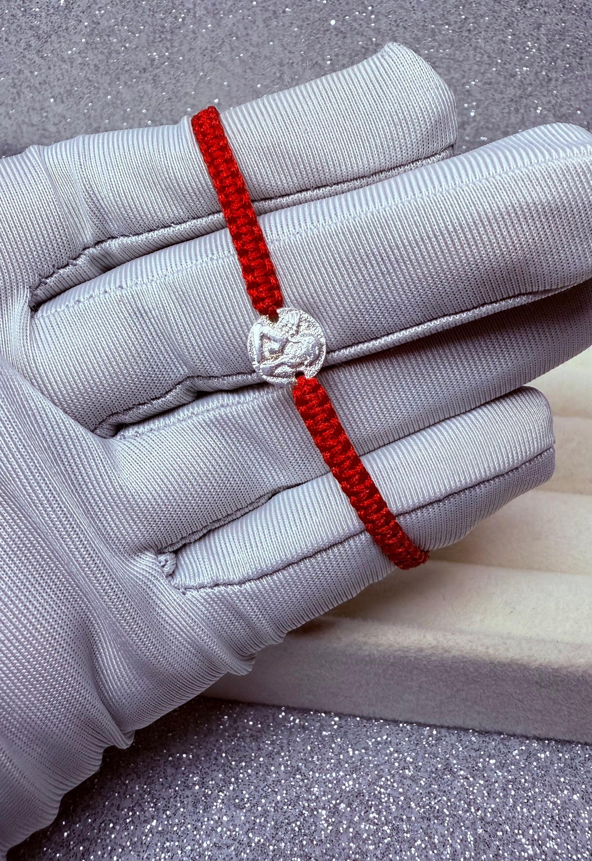 Pulsera  macramé Hilo Rojo Protección Dije de Ángel de la guarda Plata 925