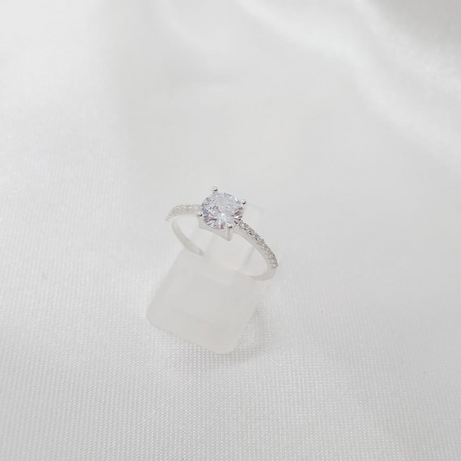 Anillo Dama Diseño Circón cuadrado con Incrustaciones de Microcircones