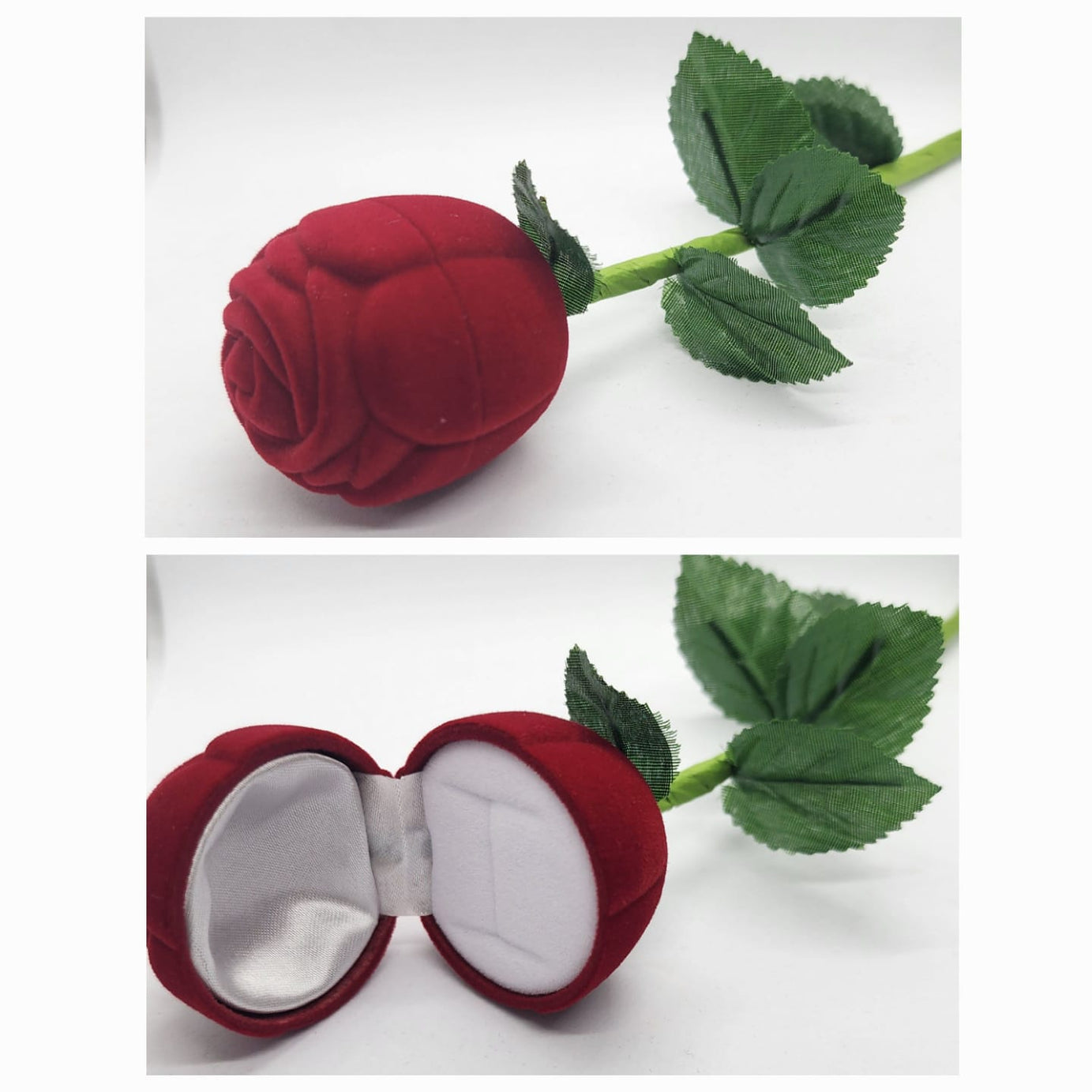 Caja Flor Rosa Roja Anillo/Aros