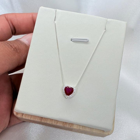 Collar Corazón Rojo Rubí
