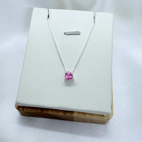 Collar Punto de luz Diseño Corazón Cristal Rosado