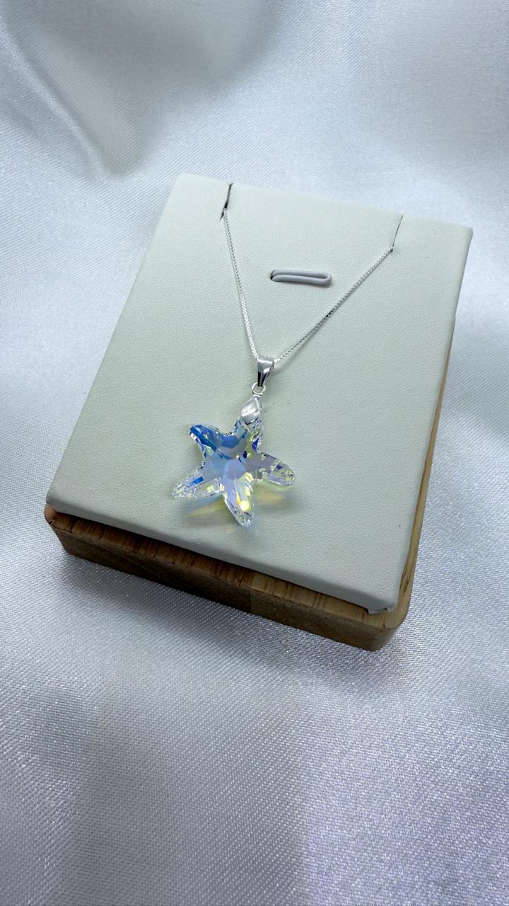 Collar con Dije Diseño Estrella Cristal Tornasol