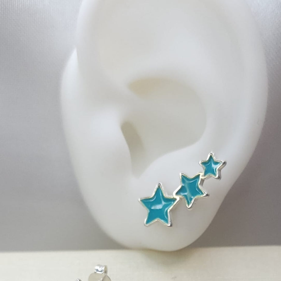 Aros Diseño Estrellas Esmaltado Verde