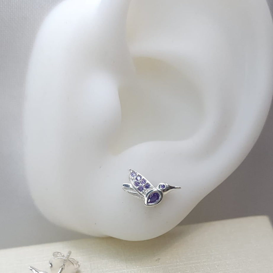 Aros Diseño Colibrí Circón Violeta