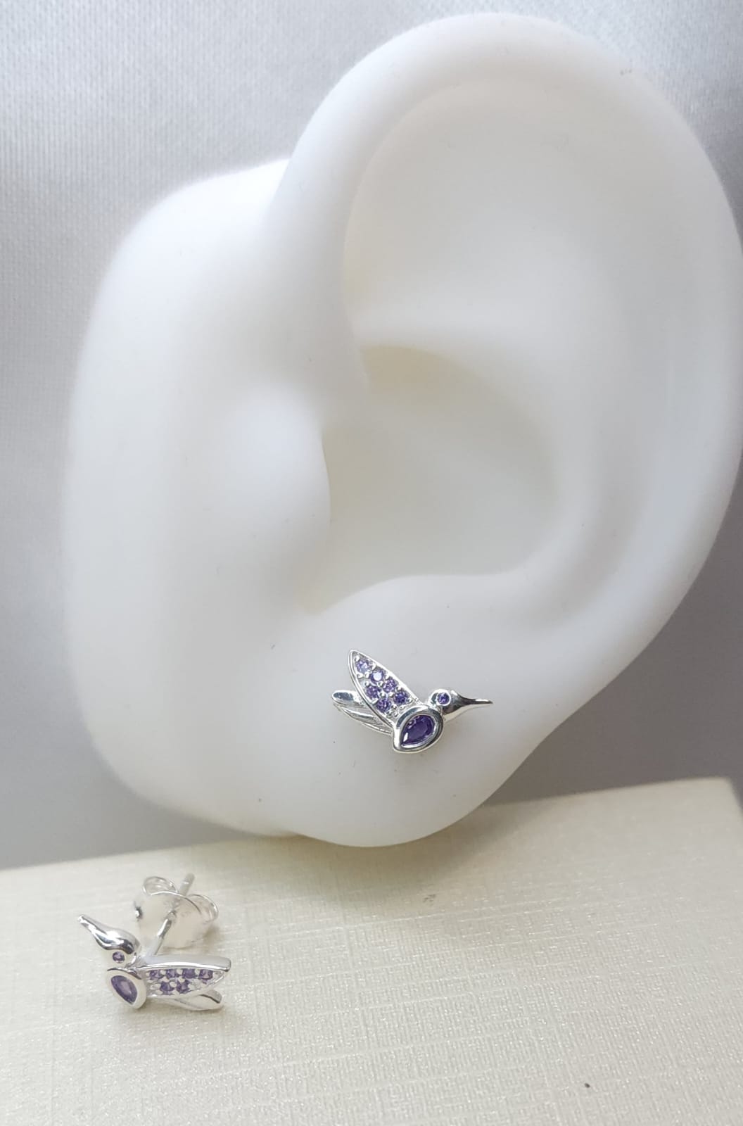 Aros Diseño Colibrí Circón Violeta