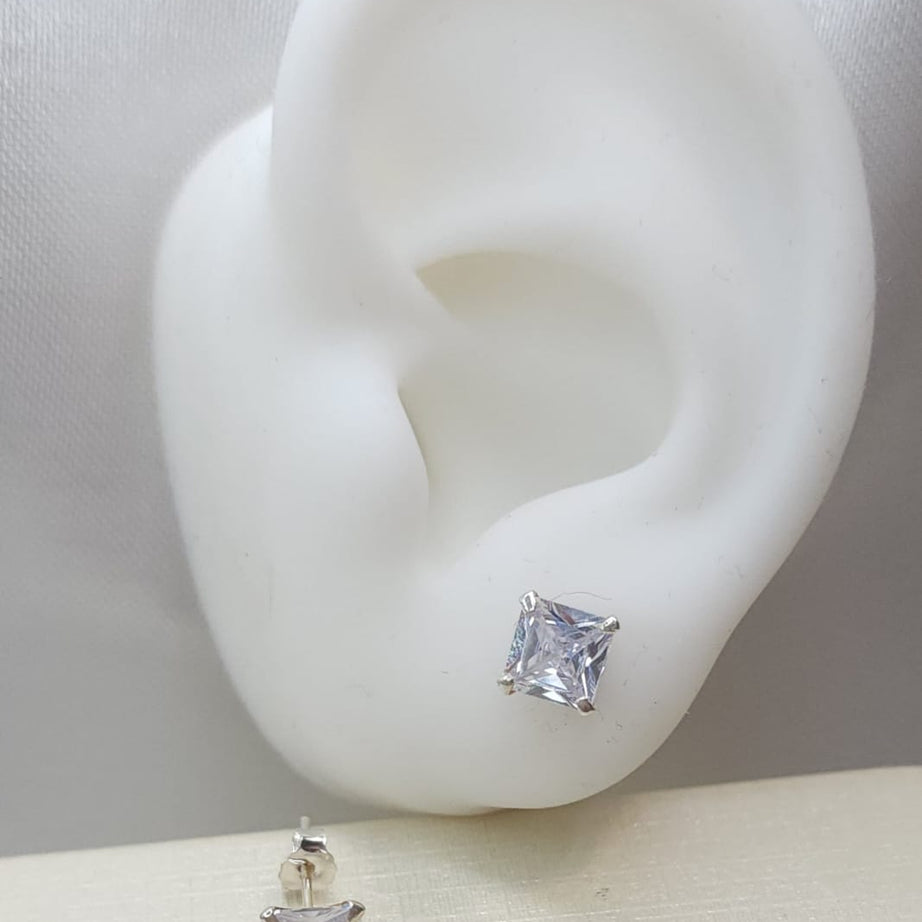 Aros Diseño Circón Cuadrado Cristal