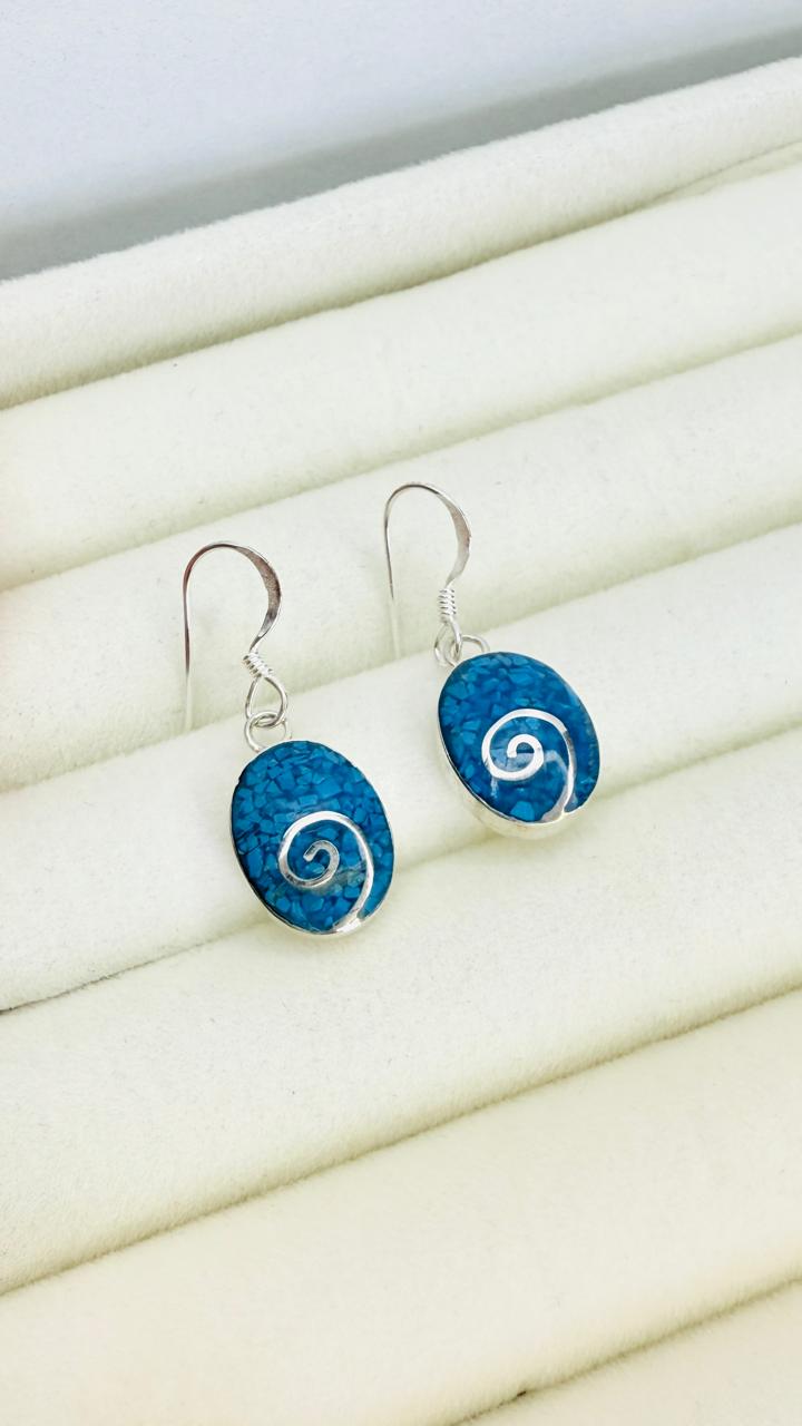 Aros colgantes Diseño Espiral Celeste