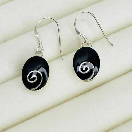 Aros Colgantes Diseño Espiral Negro