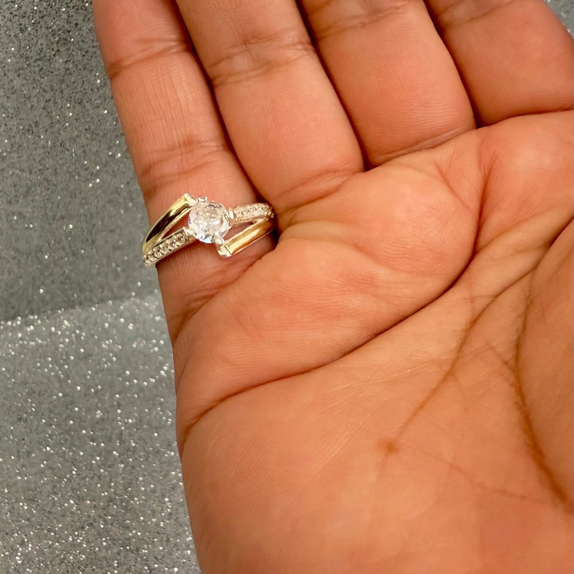 Anillo Dama Diseño Circon P.925 con Oro de 14k