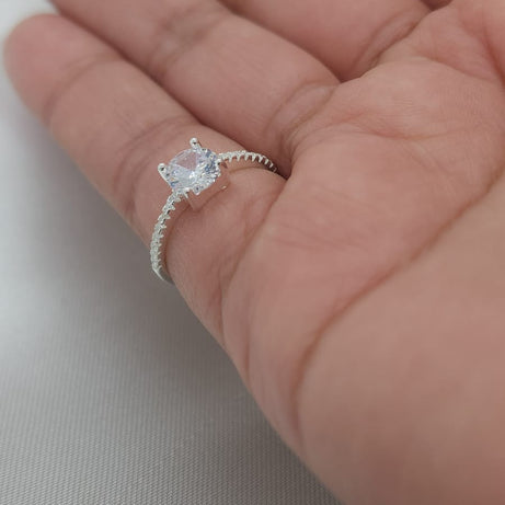 Anillo Dama Diseño Circón cuadrado con Incrustaciones de Microcircones