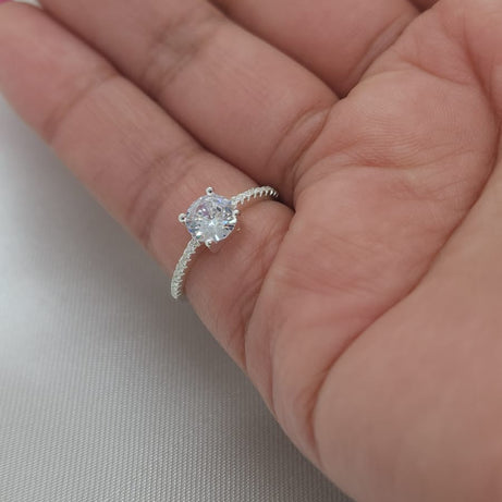 Anillo Dama Diseño Circón cuadrado con Incrustaciones de Microcircones