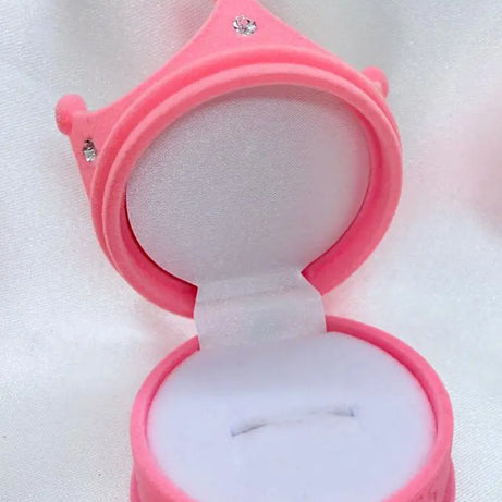 Caja diseño Corona Rosada con Brillos Anillos/Aros