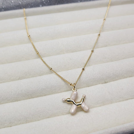 Collar Pelotitas con dije de Perrito Baño de oro 18 kilates
