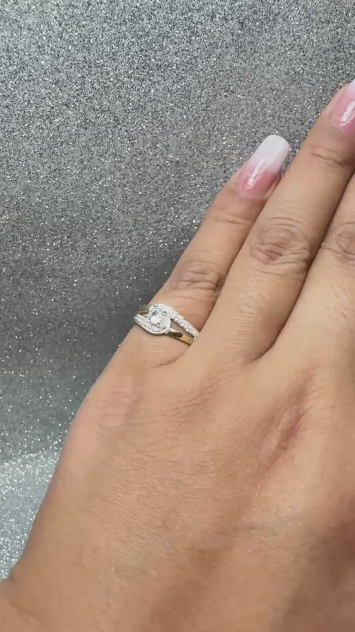 Anillo Dama Diseño Circón cintillo P.925 con Oro de 14kilates